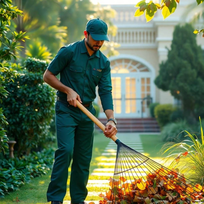Image Prompt: Exclusive luxury villa in Gulberg Lahore with a completely new elite landscape concept featuring a grand circular arrival court, sculpted cypress trees, symmetrical rose borders, premium marble pathway, elegant water bowl fountain, clipped hedges, mature canopy trees, refined outdoor seating, sophisticated villa facade, soft sunset illumination, professional luxury landscaping photography, full-frame DSLR, 50mm lens, realistic materials and foliage, ultra-photorealistic, natural shadows, no cartoon, no CGI, no artificial AI appearance.