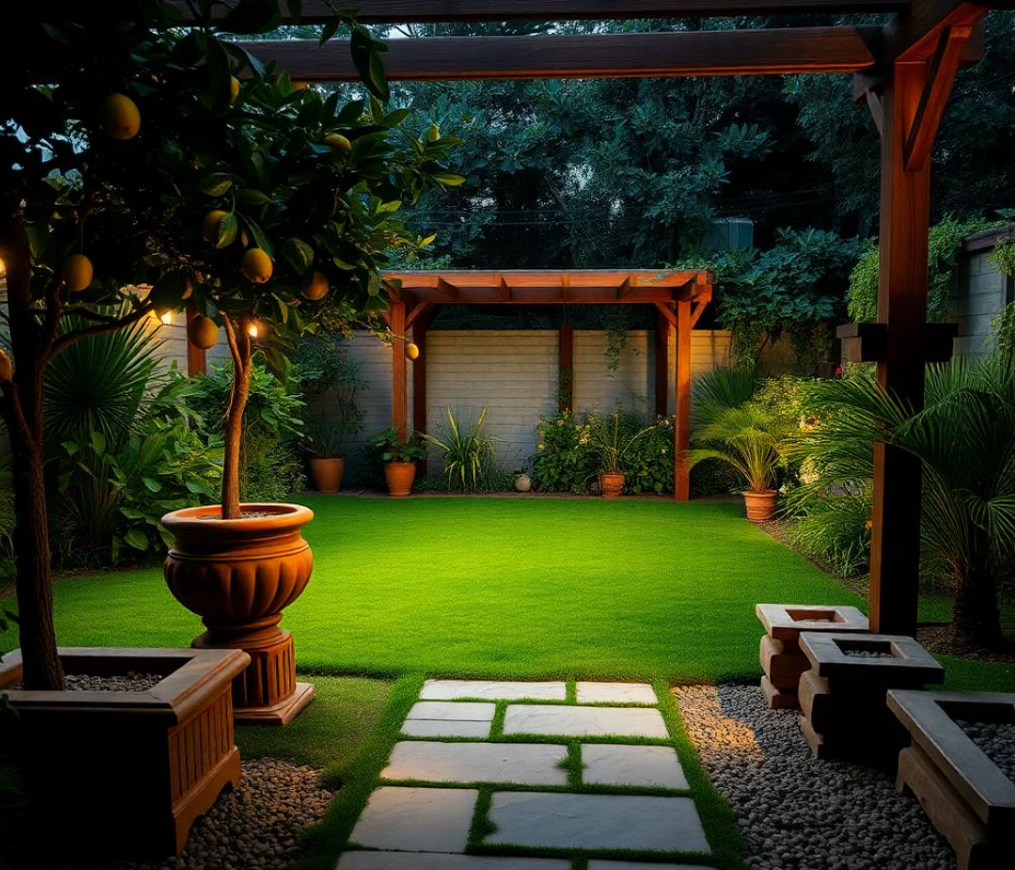 e F-7 Islamabad residence, using professional landscape gloves and a small hand rake, natural standing posture, focused expression, realistic Pakistani facial features, authentic skin pores, anatomically correct hands with exactly five fingers, detailed uniform stitching, realistic gardening tools, freshly maintained planting bed, ornamental palms and flowering shrubs surrounding him, elegant stone pathway