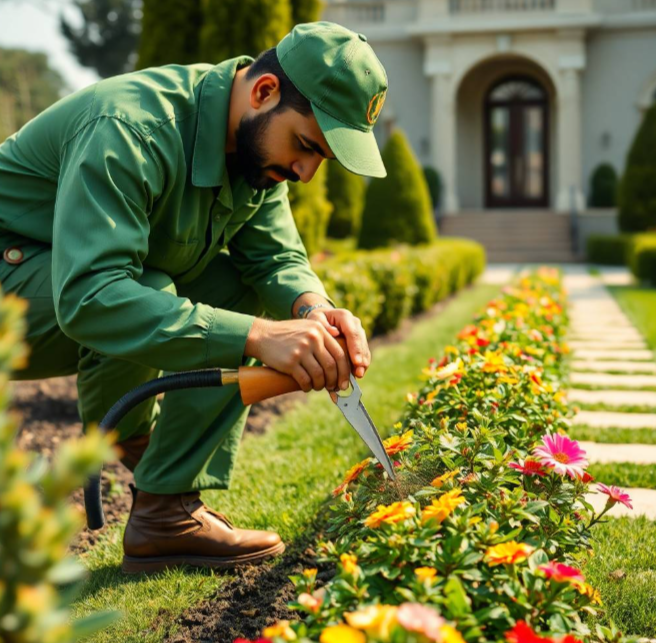 manicured lawn, gentle early morning sunlight, professional landscaping advertisement photography, full-frame DSLR, 85mm lens, realistic depth of field, natural shadows, true-to-life colors, ultra-photorealistic, no cartoon, no CGI, no illustration, no distorted anatomy, no extra fingers, no artificial AI appearance.
