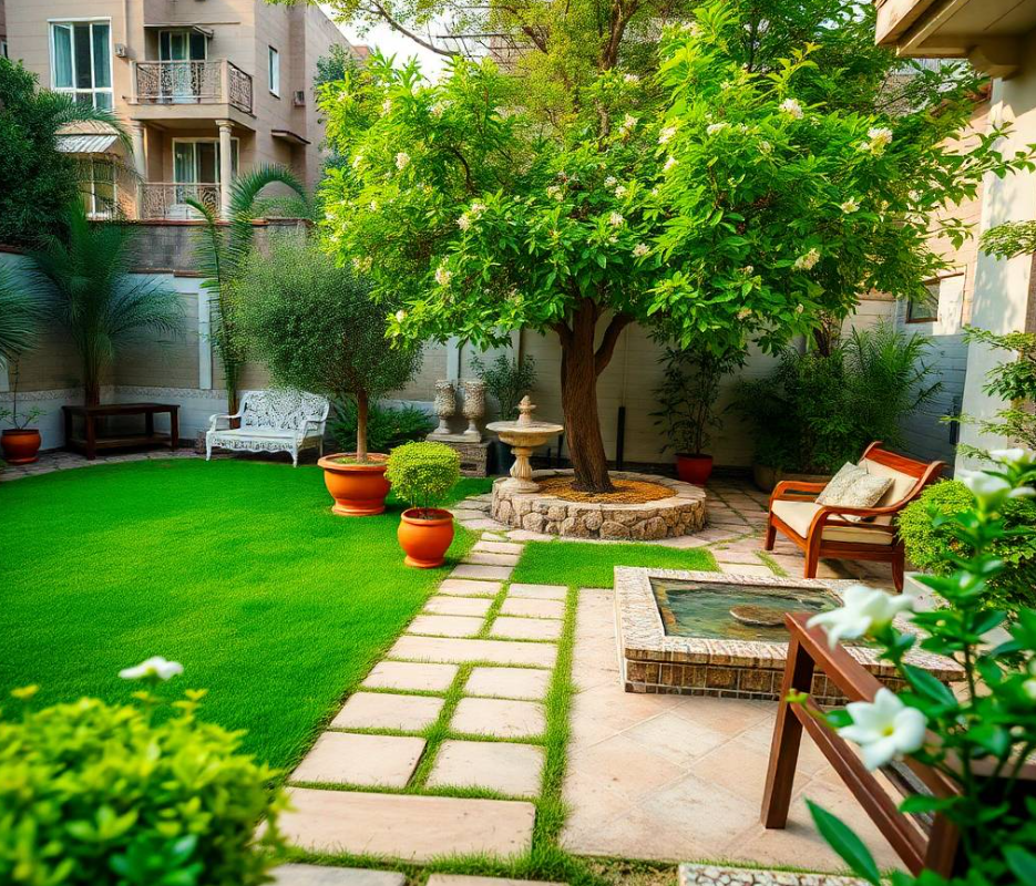 landscaping advertisement photography, full-frame DSLR, 85mm lens, realistic depth of field, natural shadows, true-to-life colors, ultra-photorealistic, no cartoon, no CGI, no illustration, no distorted anatomy, no extra fingers, no artificial AI appearance.