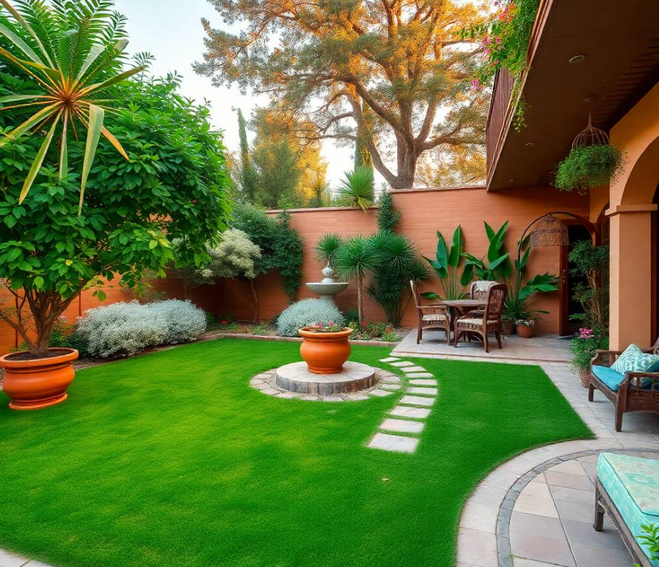Pakistani male horticulture specialist wearing a crisp green Greenpak landscaping uniform, carefully pruning a flowering shrub beside a premium garden pathway at an upscale Gulberg Residencia Islamabad residence, holding professional pruning shears naturally, authentic standing posture, focused expression, realistic Pakistani facial features, natural skin pores, anatomically correct hands with exactly five fingers, detailed uniform stitching,